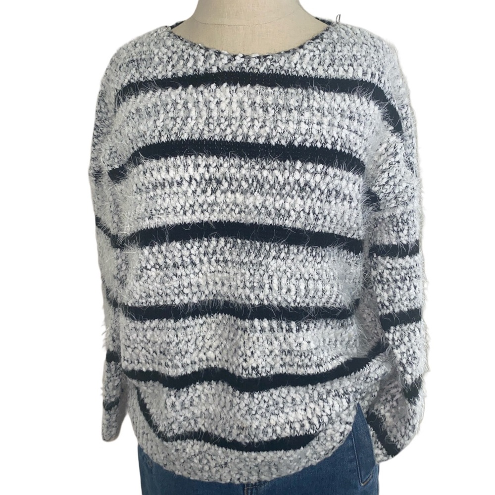 Calvin Klein Fuzzy Oversized Striped Sweater